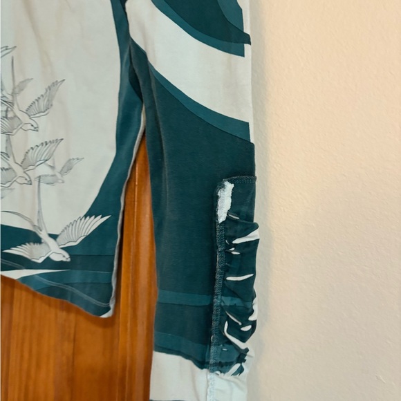 Elegant Blue Bird Pattern shirt vintage Y2K - Picture 11 of 11